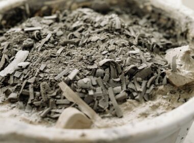 close up shot of ashes in a bowl